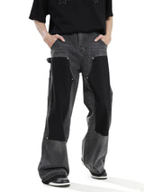 hip hop graffiti black wide leg jeans mens vintage distressed patches ink splashed jeans y2k logging cargo denim trousers women unique cargo style 4500