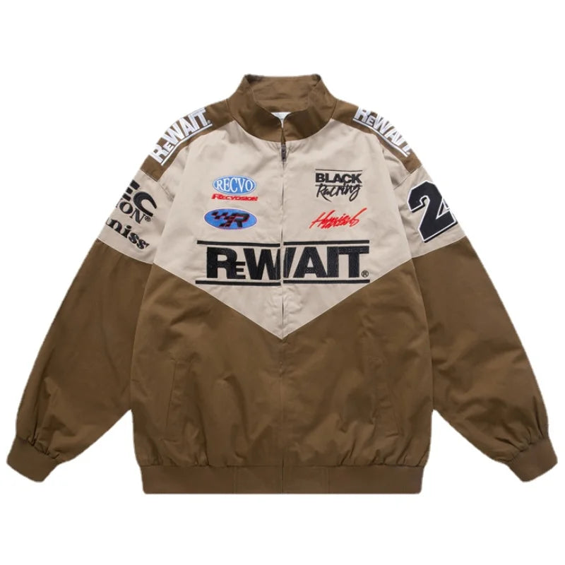 hip hop streetwear racing jacket coat men letter embroidery harajuku cotton casual spring outwear khaki fashion photo stylish - variant style e4c12a for streetwear fashion