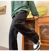 2023 korean fashion ankle zipper vintage brown men jeans pants luxury straight hip hop casual denim trousers pantalones hombre unique jeans style 254
