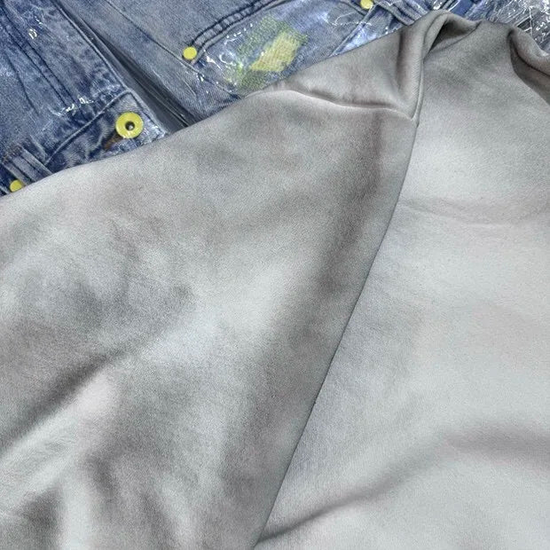 Throwback rap hoodie with neon elements and bold prints