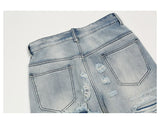 men distressed ripped destroied holes denim jean pants fashion zipper biker jeans streetwear flare pants joggers y2k men s jeans unique joggers style 3812