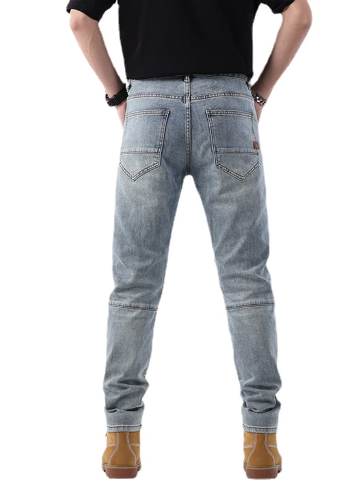 zipper hole patchwork pleated skinny denim jeans men casual slim fit biker trouser jeans fashion streetwear hip hop jean joggers unique joggers style 1790