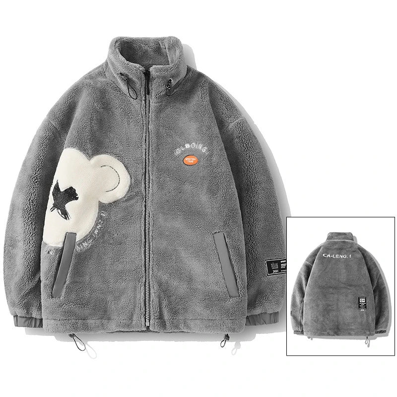 rainbowtouches mens jackets high street fashion cashmere coat autumn and winter loose printing plush for warmth unisex blue s - variant style 33c43f for streetwear fashion