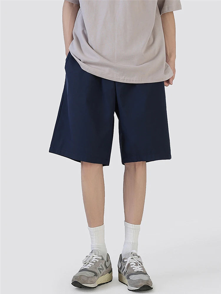 summer mens solid color straight shorts 2024 casual y2k wide leg short pants casual streetwear sweat baggy bermudas hombre unique shorts style 3339