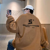 Trendy Korean Personalized Street Suede Sweatshirt Men Autumn Winter American High Street Y2K Handsome and Versatile Casual Top