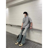 Harajuku Barcode glitch – Summer Street Handsome Patchwork Polo Shirt Short Sleeved Me