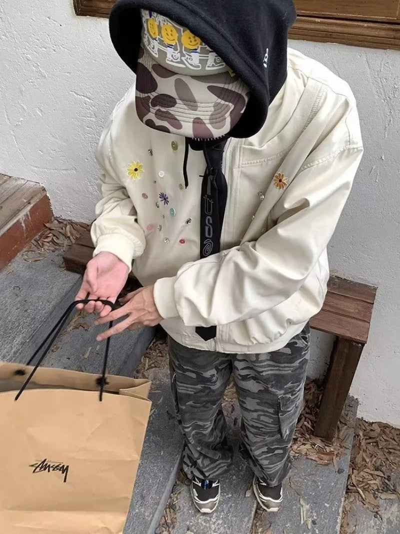 techwear zip bomber, urban fashion, for men, fall streetwear outfit, oversized style, layered fashion, modern aesthetic, graphic detail