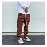 mens high street loose fit elastic waist pants winter warm fleece pants bottons hip hop drawstring sportwear sweatpants joggers unique joggers style 3059
