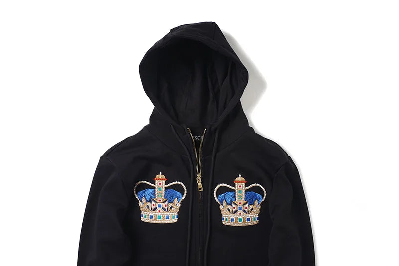 New 2022 Men Classic Embroidery Crown Hoodies Hoody Hooded Sweatshirts