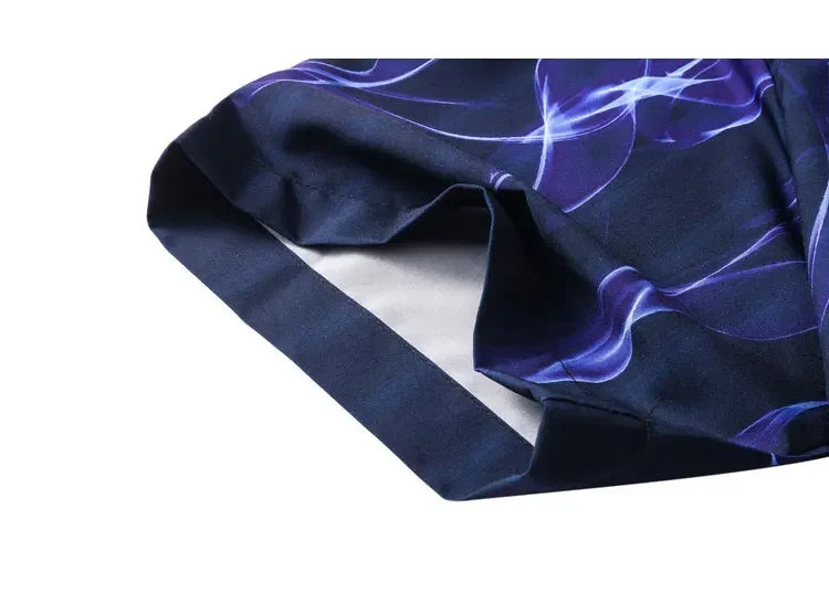 Dark Icon Blue Flame Polo Shirt Men Summer Light Weight Material Hawaiian Shirts Streetwear Men's Shirt