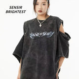 Skatercore Aesthetic piece – Summer Removable Sleeve Dressed Short Sleeve Knitted Wash Dr