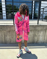 Street Casual Loose Letter Anime Print Oversized Hoodie Y2K Hip Hop Ro
