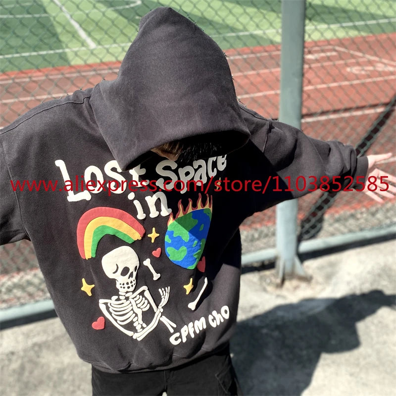Autumn Winter New American Heavy Duty Vintage Hoodie Long Sleeve High