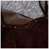 Retro hot girl camisole irregular big swing skirt short leather jacket coffee color set two piece sets womens outifits dress