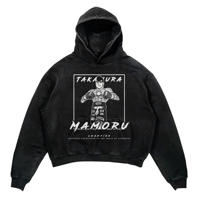 2024 Men Spring Hoodie Retro Japanese Anime Graphic Hoodies Boxer Hip