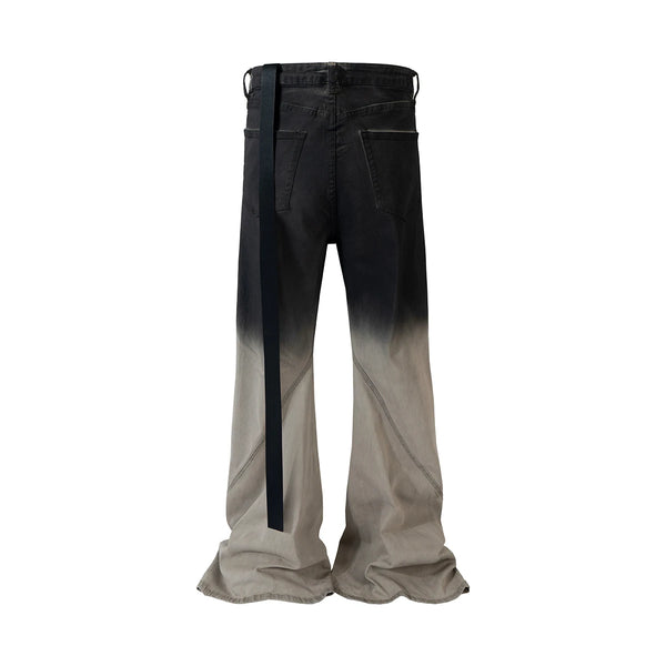 retro patchwork gradient slim flared jeans floor mop wide jean pants street wear new fashionable hip hop washed vintage mens denim street jeans