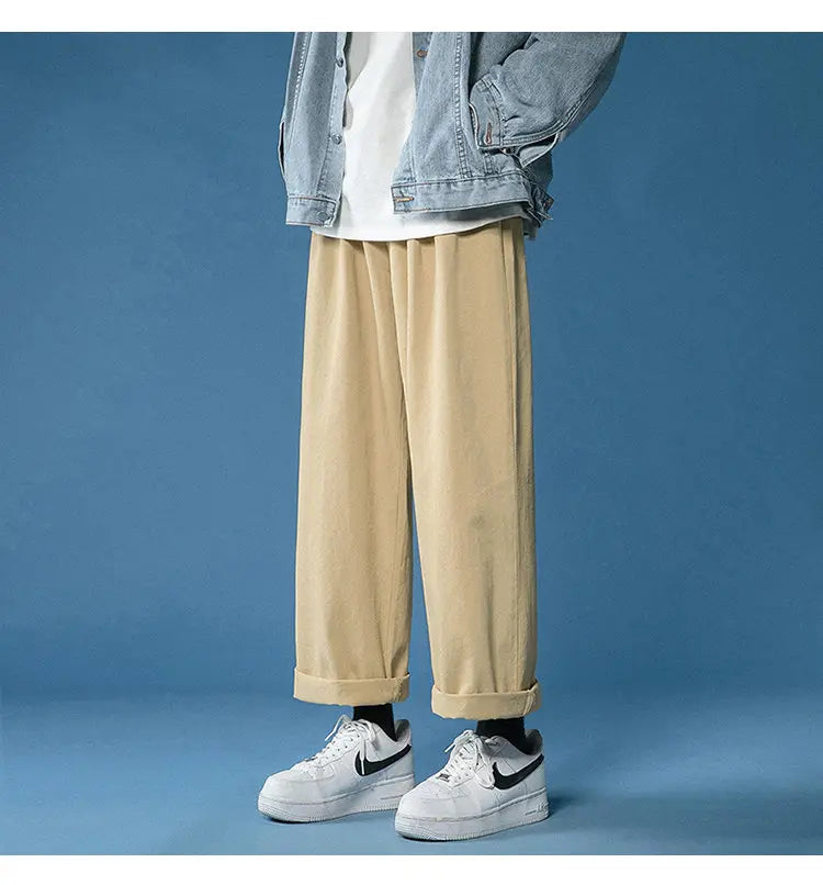 cotton casual pants men fashion oversized wide leg pants men streetwear hip hop loose straight pants mens vintage trousers m 3xl unique default style 3789