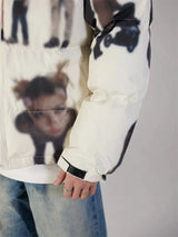 Hip Hop Jacket Parka Human Graffiti Print Men Winter Windbreaker Streetwear Harajuku Padded Jacket Coat Warm Outwear Hipster New