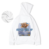 New Never Give Up Bear Printed Hoodies For Men Hip Hop Streetwear Pocket Pullover Sweatshirts Autumn Y2K Vintage Fleece Hoodie