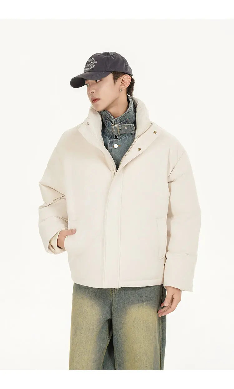 Winter Splice Denim Cotton-padded Jacket Men Women Stand Collar Fashion Loose Casual Thicken Warm Parkas Jacket Boyfriend Coat