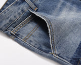 high street fashion contrast straight tube micro flared jean horn pant washing mens tassel vintage patchwork wide denim jeans unique jeans style 5010