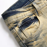 men fashion slim ripped jeans color block patchwork trend denim pants streetwear hip hop jeans trousers for male denim street jeans