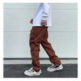 mens high street loose fit elastic waist pants winter warm fleece pants bottons hip hop drawstring sportwear sweatpants joggers unique joggers style 3056