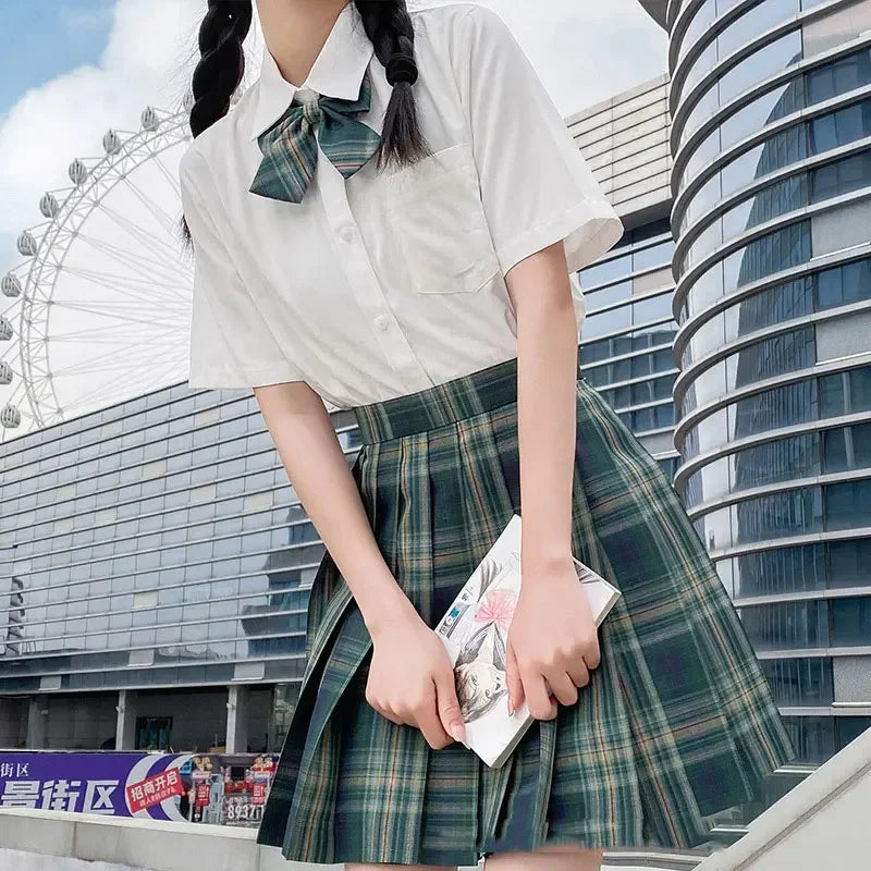 Jk Uniforms Gyaru School Uniform for Girl Student Pleated Skirt Uniform Set Women Short Sleeve Bow Tie Seifuku Japanese Style
