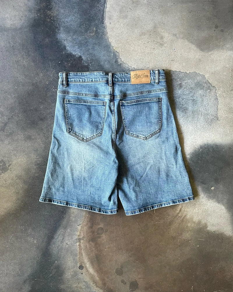 harajuku y2k shorts pants mens blue baggy hand print retro denim gym short pant gothic sweatpants basketball shorts men clothing sporty tapered joggers