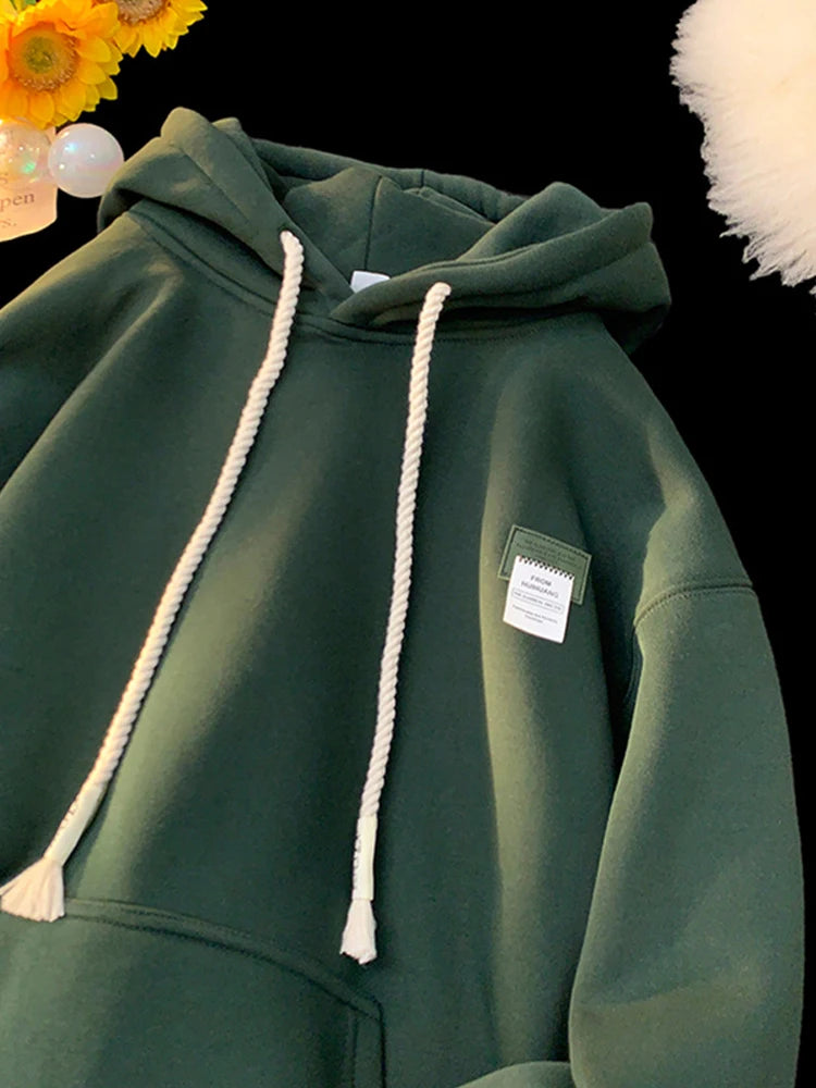 New in Solid Color Hooded Sweatshirts For Men And Women Y2K Streetwear Appliques Hoodies Autumn Oversize Fleece Pullover