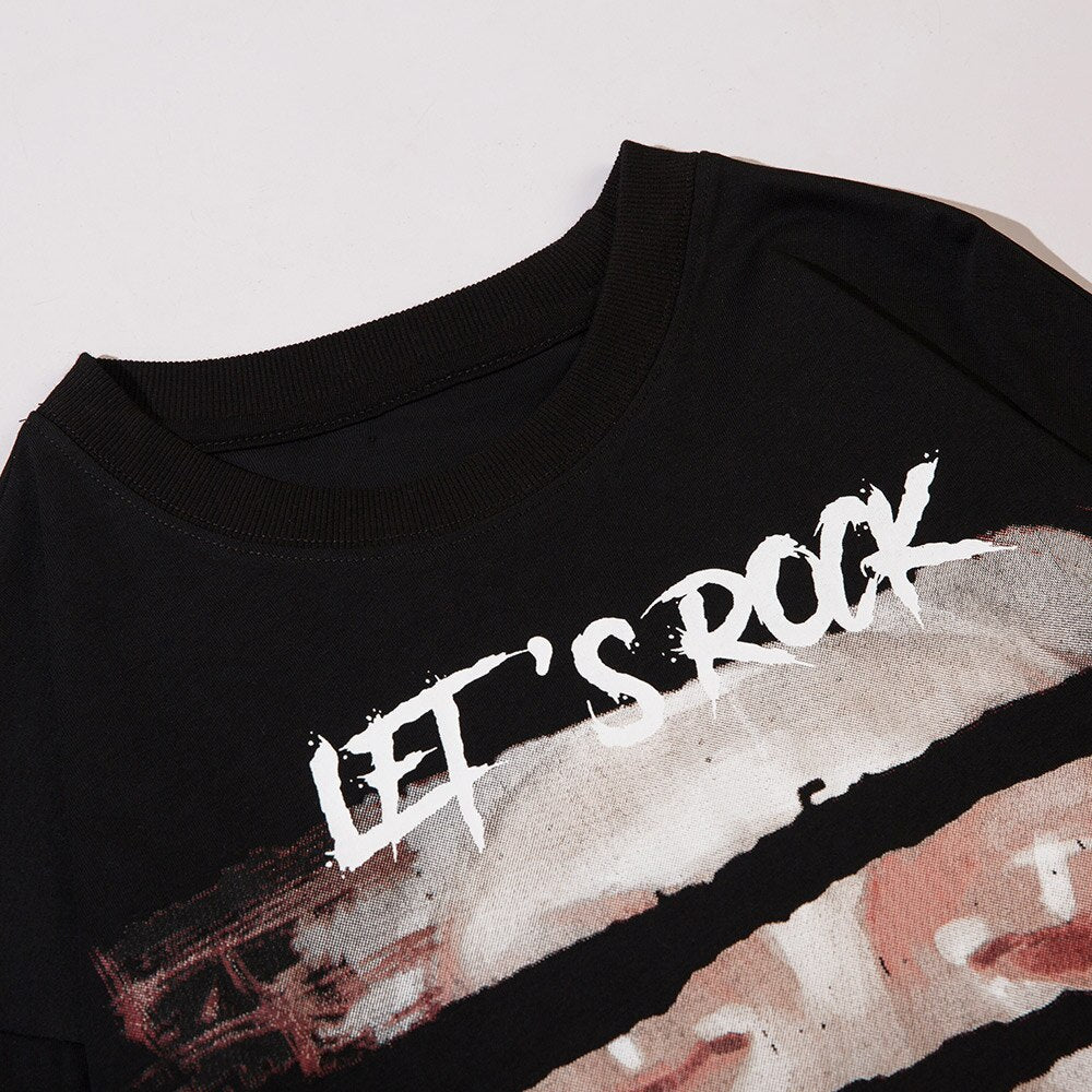 "Let's Rock" Unisex Men Women Streetwear Graphic Sweatshirt Daulet Apparel