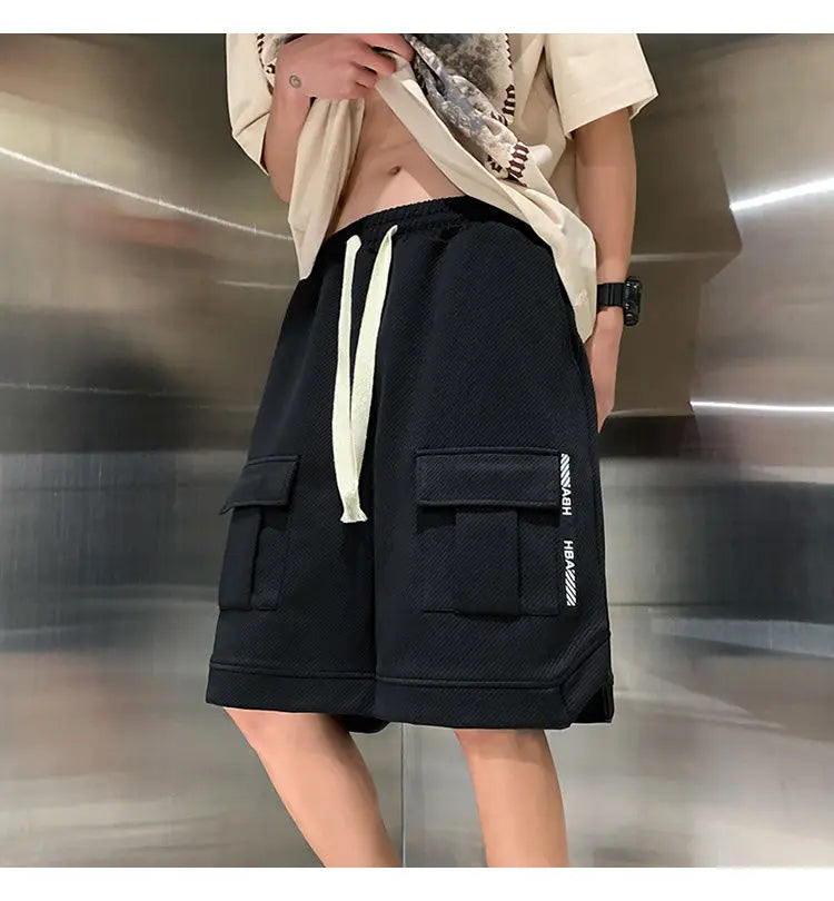korean style niche casual shorts men summer workwear five point pants design trendy brand loose couple style retro sports pants unique shorts style 2170