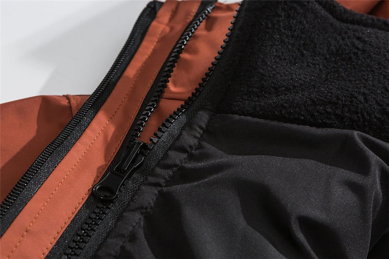 Quilted zip-up oversized parka vintage hooded