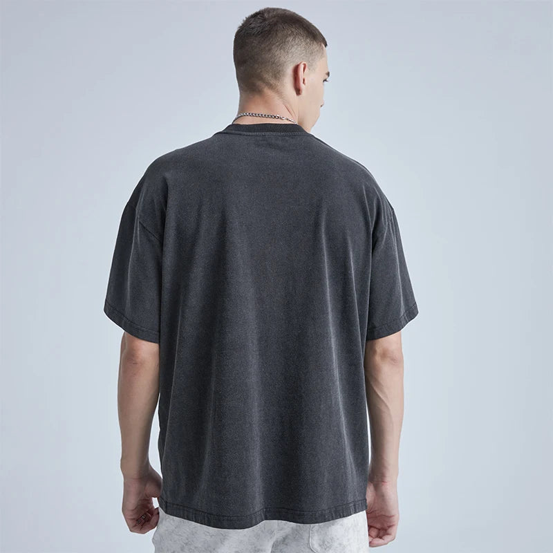 Glitchcore Fashion – Rainbowtouches Washed T Shirt Men Fashion Design Printed Vin – Urban Streetwear for Men & Women