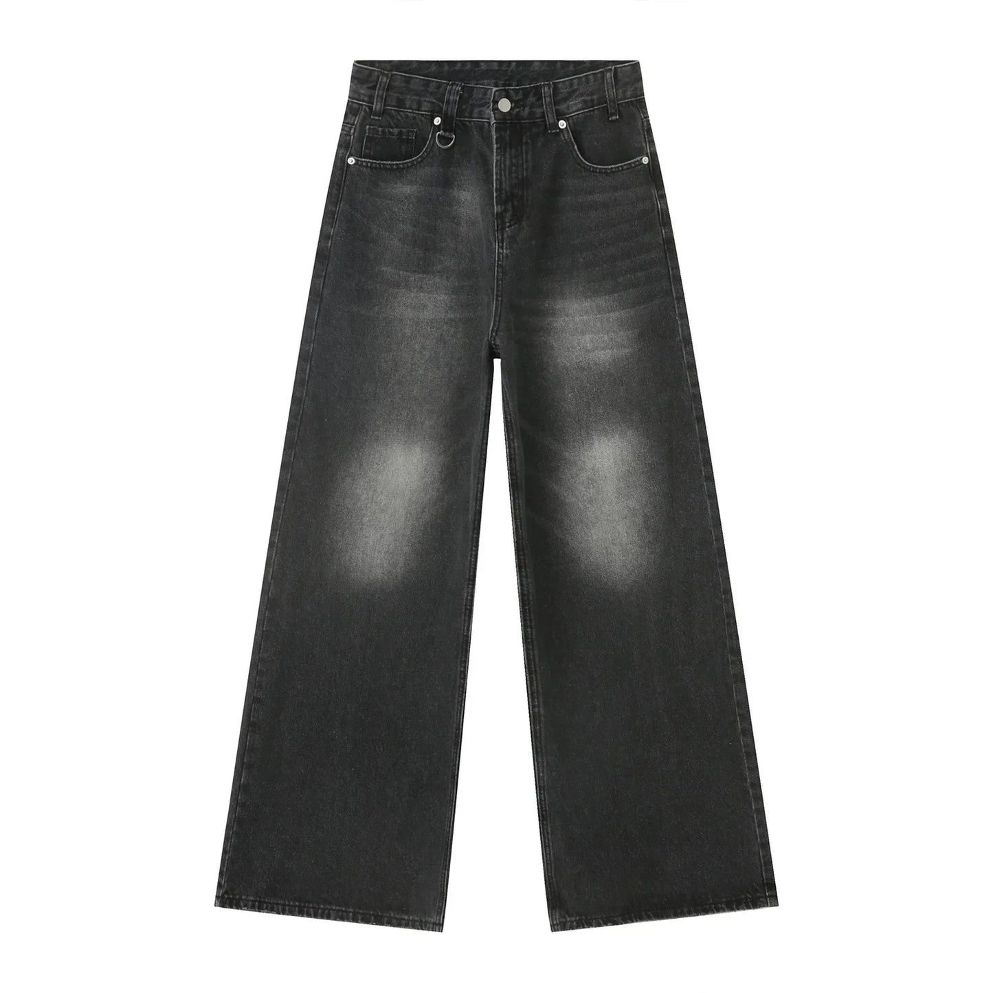streetwear vintage y2k men s jeans black baggy trousers new wide leg denim pants hip hop harajuku distressed straight pants unique jeans style 772
