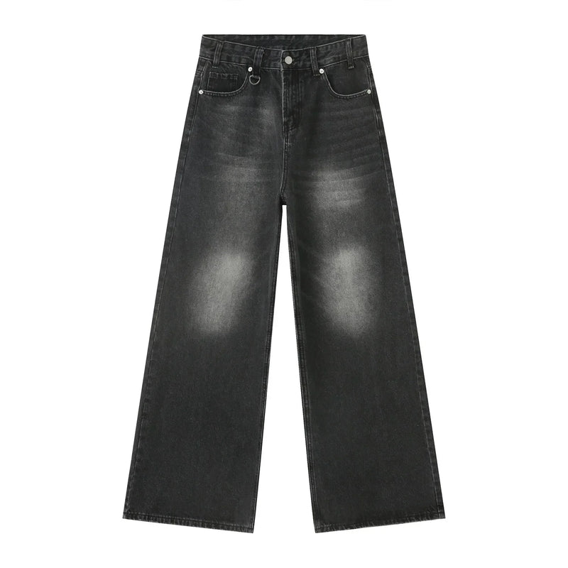 streetwear vintage y2k men s jeans black baggy trousers new wide leg denim pants hip hop harajuku distressed straight pants unique jeans style 772