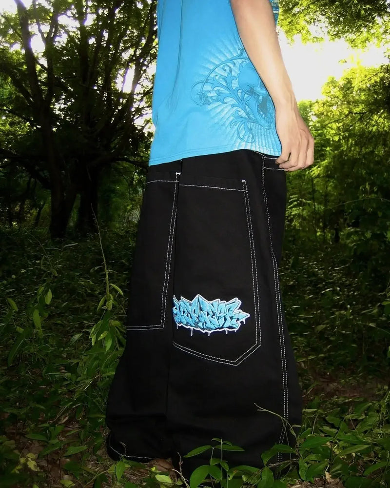hip hop y2k new color wexwear embroidered baggy jeans streetwear jeans men women high waist wide trouser harajuku black pants vintage washed jeans