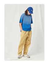Spring Summer New Products Fried Color Wash Water Gradient Color Loose Short-sleeved Casual Basic Bottoming Round Neck