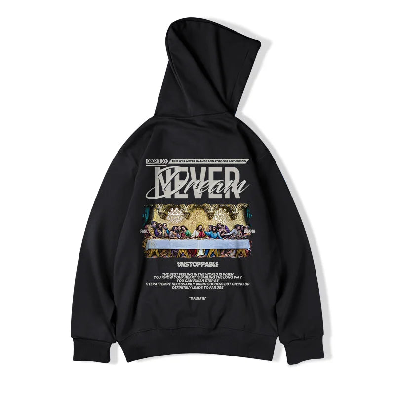 Autumn Jesus Oil Painting Graphic Print Hoodies Men Oversized Fleece Hoodie