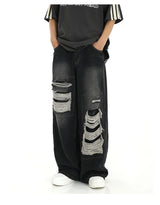 fashion ripped holes denim jeans harajuku patchwork straight jean trousers y2k trouser mens hip hop streetwear baggy jeans pants unique jeans style 4600