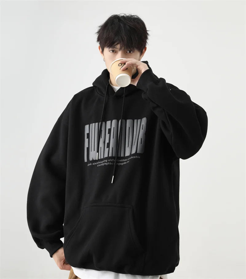 2024 New Letter Foam Printed Hoodies Mens Autumn Oversized Cotton Y2K