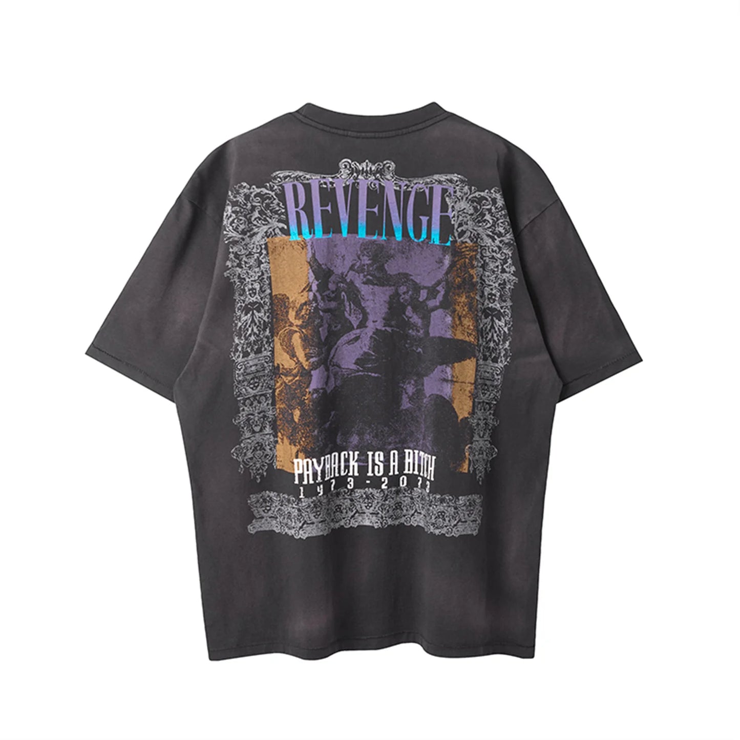 vaporwave oversized shirt featuring 24ss summer retro vintage portrait quality printing high street distressed t shirt tops