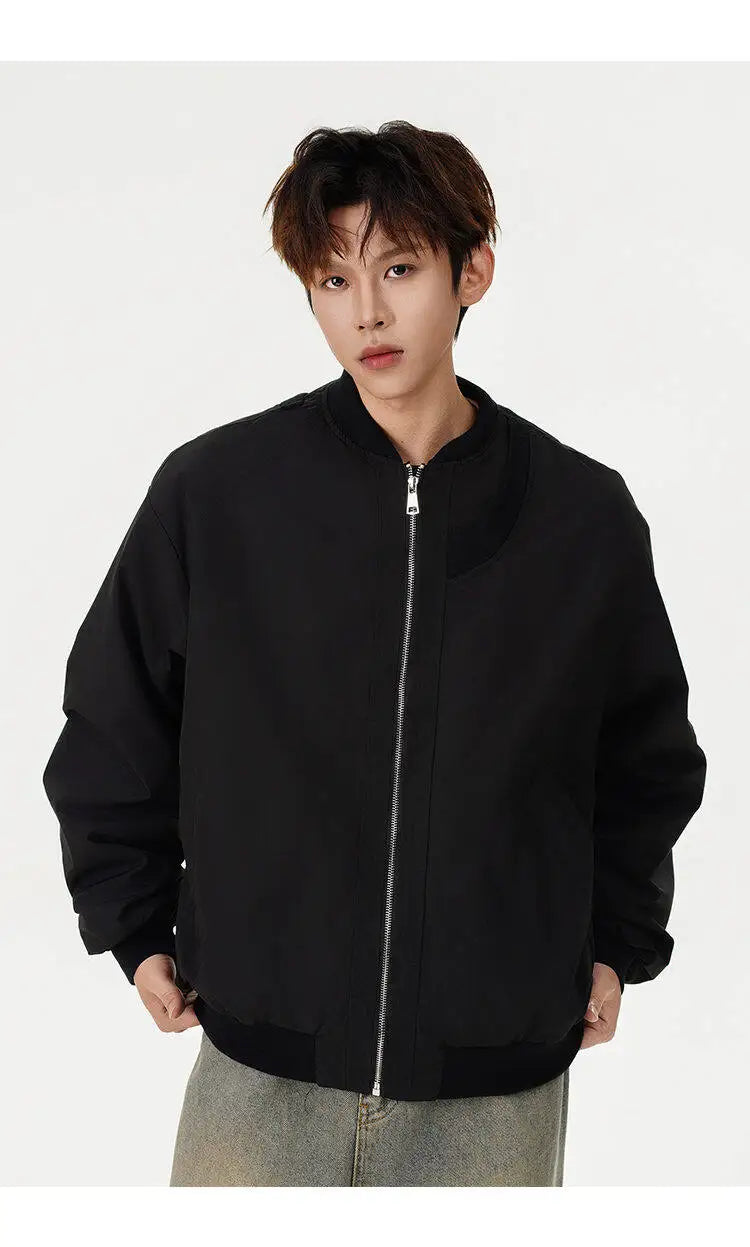 zip-up minimalist jacket, cold-season outfit - comfortable cotton fit with bold prints
