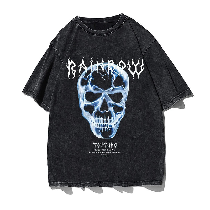 Vaporwave Oversized shirt – Skull Letter Print Gothic Tshirt Punk Streetwear T Shirts Lo