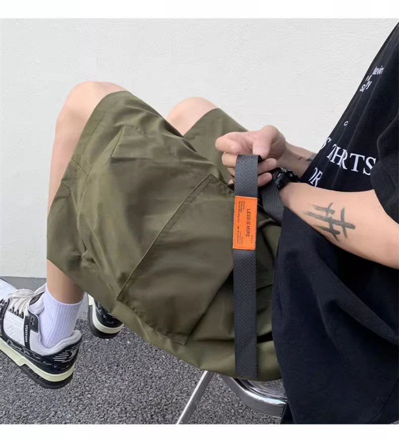 american functional cargo shorts for men 2024 summer multi pockets baggy gym short pants y2k streetwear bermuda shorts hombre unique cargo style 384