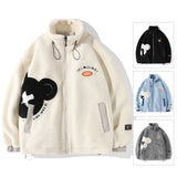 Rainbowtouches Men's Jackets High Street Fashion Cashmere Coat Autumn And Winter Loose Printing Plush For Warmth Unisex grey  - variant style f8c184 for streetwear fashion