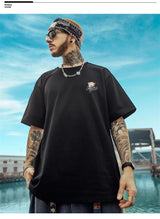 Skatercore Tribal flames – Kawaii Sleep Bear Graphic Printed Y2K T Shirt Mens Casual