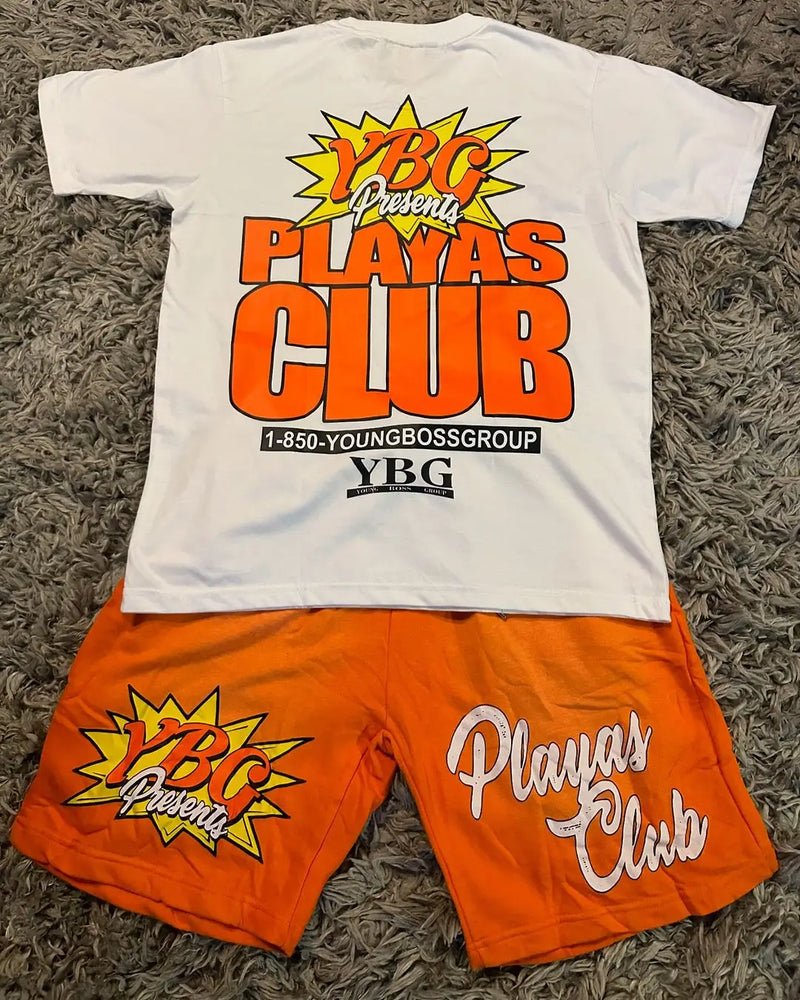 Grunge Oversized shirt – Ybg Playas Club Set Two Piece Set Graphic T Shirt Short Jean