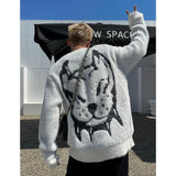 grunge knit pullover for fall and winter, oversized aesthetic with urban style, mens fashion layer for modern streetwear coll
