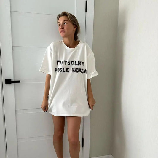 Personalized street American retro simple letter printed cotton short-sleeved loose and versatile niche